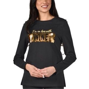 Frank‎ Lyman Design Collection Black and Gold Sequin Women's Top